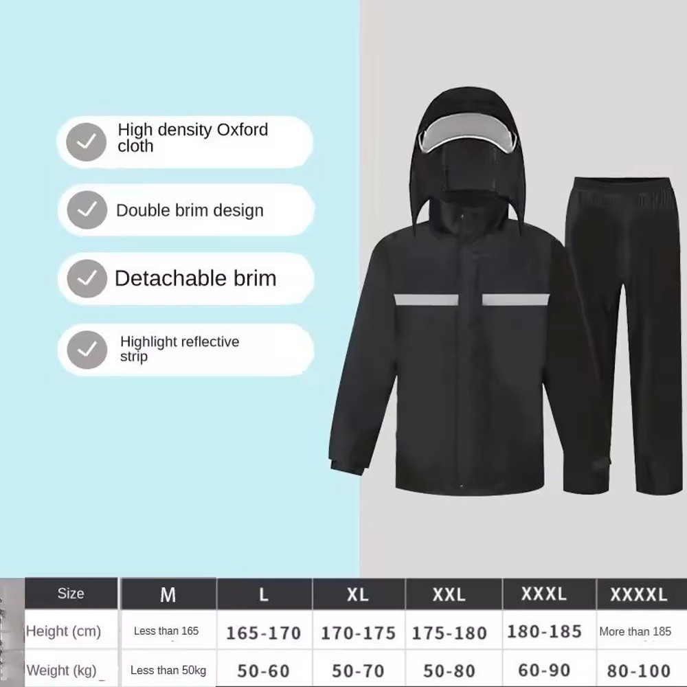 Full Body Rain Suit With Reflective Strips For Motorcycle And Bicycle Riders 1