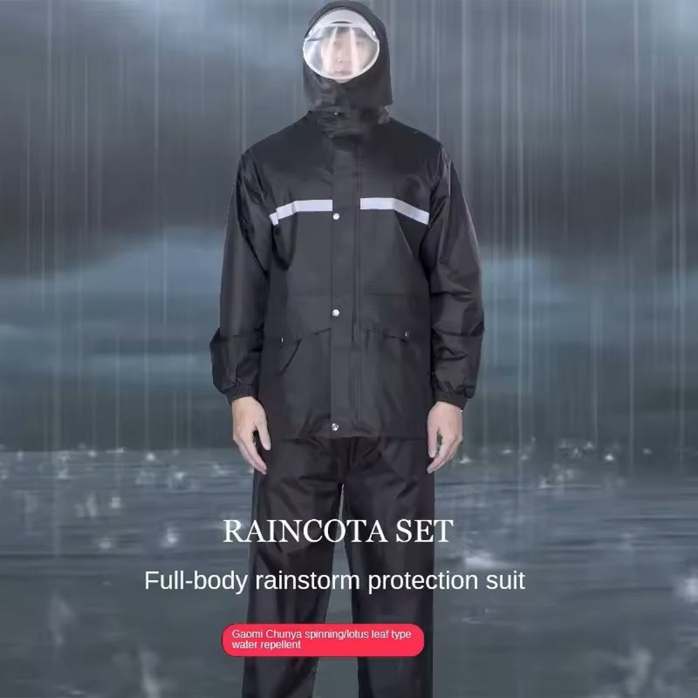 Full Body Rain Suit With Reflective Strips For Motorcycle And Bicycle Riders 0