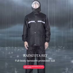 full body rain suit with reflective strips for motorcycle and bicycle riders