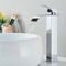 Matte Black Waterfall Bathroom Faucet With Single Handle And Hot Cold Mixer 8