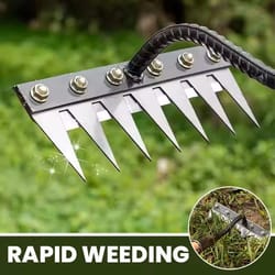heavy duty carbon steel garden rake with 5 to 8 teeth for weeding and soil cultivation