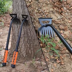 dual-head metal weeding rake – stainless steel garden shovel with 5–11 teeth