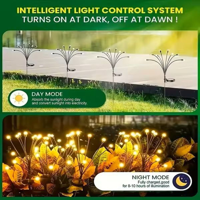 WindDriven Solar Firefly Lights  LED Garden Lawn Pathway Landscape Decor 3