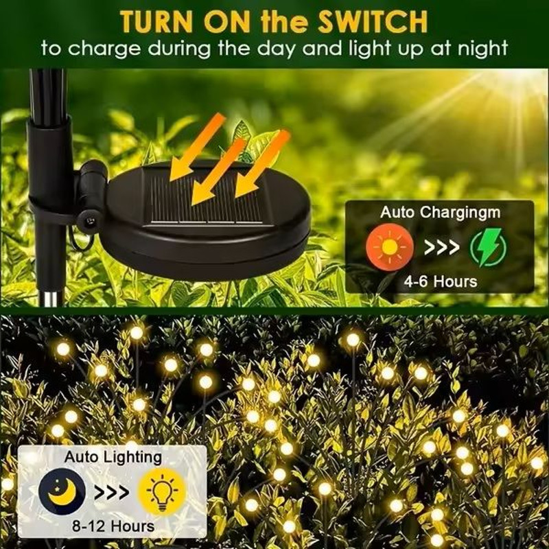 WindDriven Solar Firefly Lights  LED Garden Lawn Pathway Landscape Decor 6