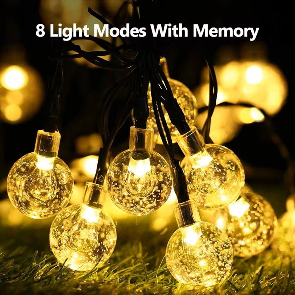 LED Solar String Lights Outdoor Waterproof Crystal Globe Lights With 8 Modes 0