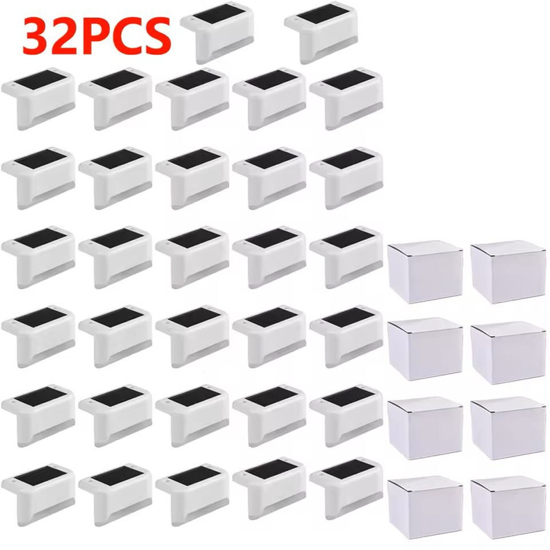 Warm White LED Solar Step Lights Outdoor Waterproof Pathway And Stair Lamps 432 Pack 9