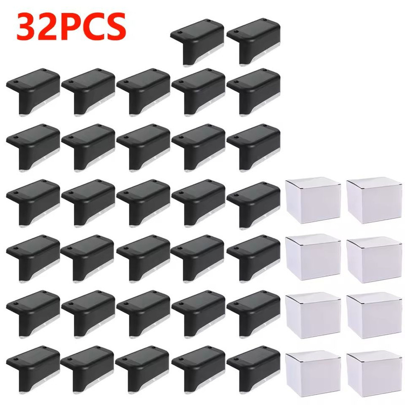Warm White LED Solar Step Lights Outdoor Waterproof Pathway And Stair Lamps 432 Pack 1