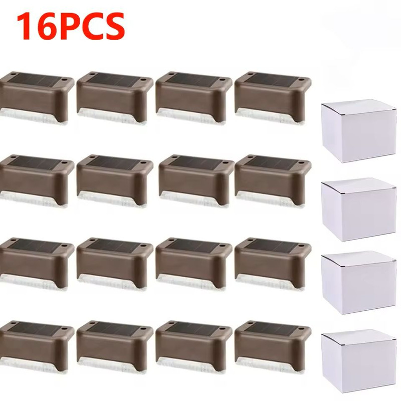 Warm White LED Solar Step Lights Outdoor Waterproof Pathway And Stair Lamps 432 Pack 2