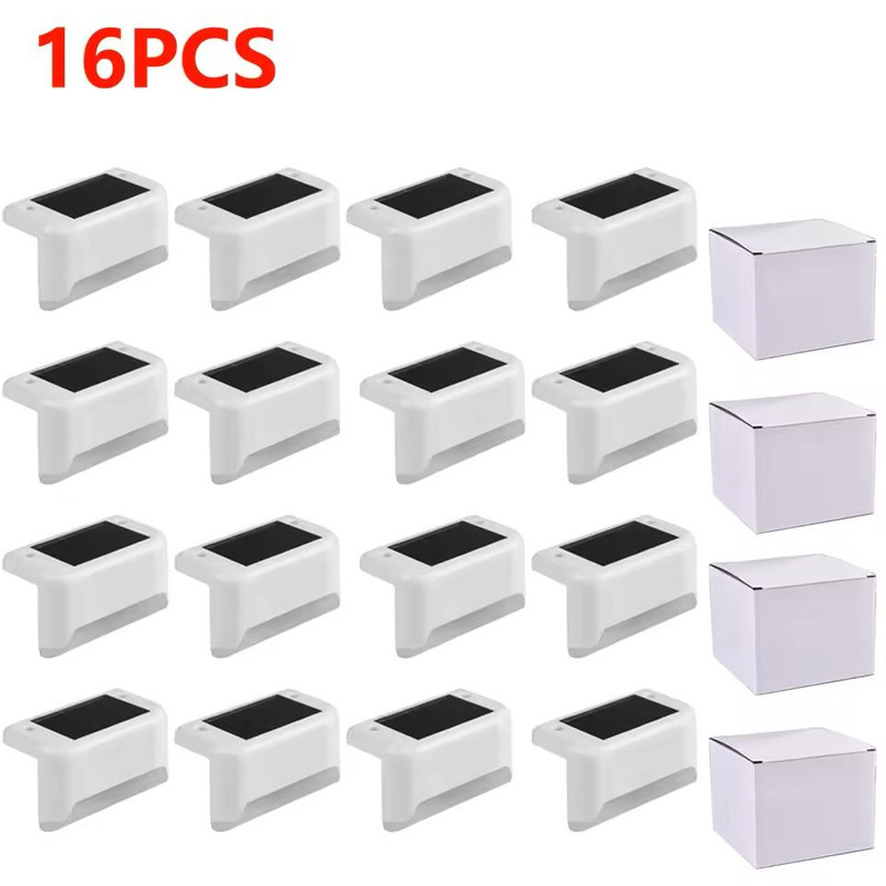 Warm White LED Solar Step Lights Outdoor Waterproof Pathway And Stair Lamps 432 Pack 4