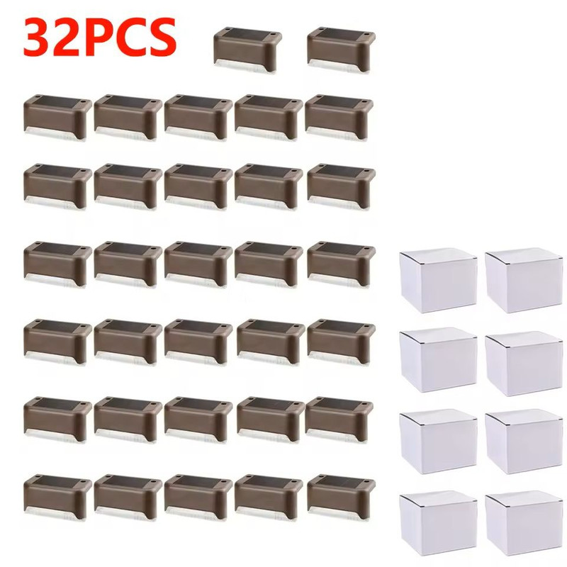 Warm White LED Solar Step Lights Outdoor Waterproof Pathway And Stair Lamps 432 Pack 7