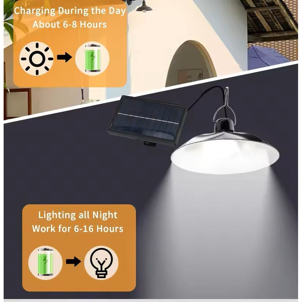 Solar Pendant Light Outdoor With Remote  Single Or Double Head LED Hanging Lamp For Patio Garden Or 1