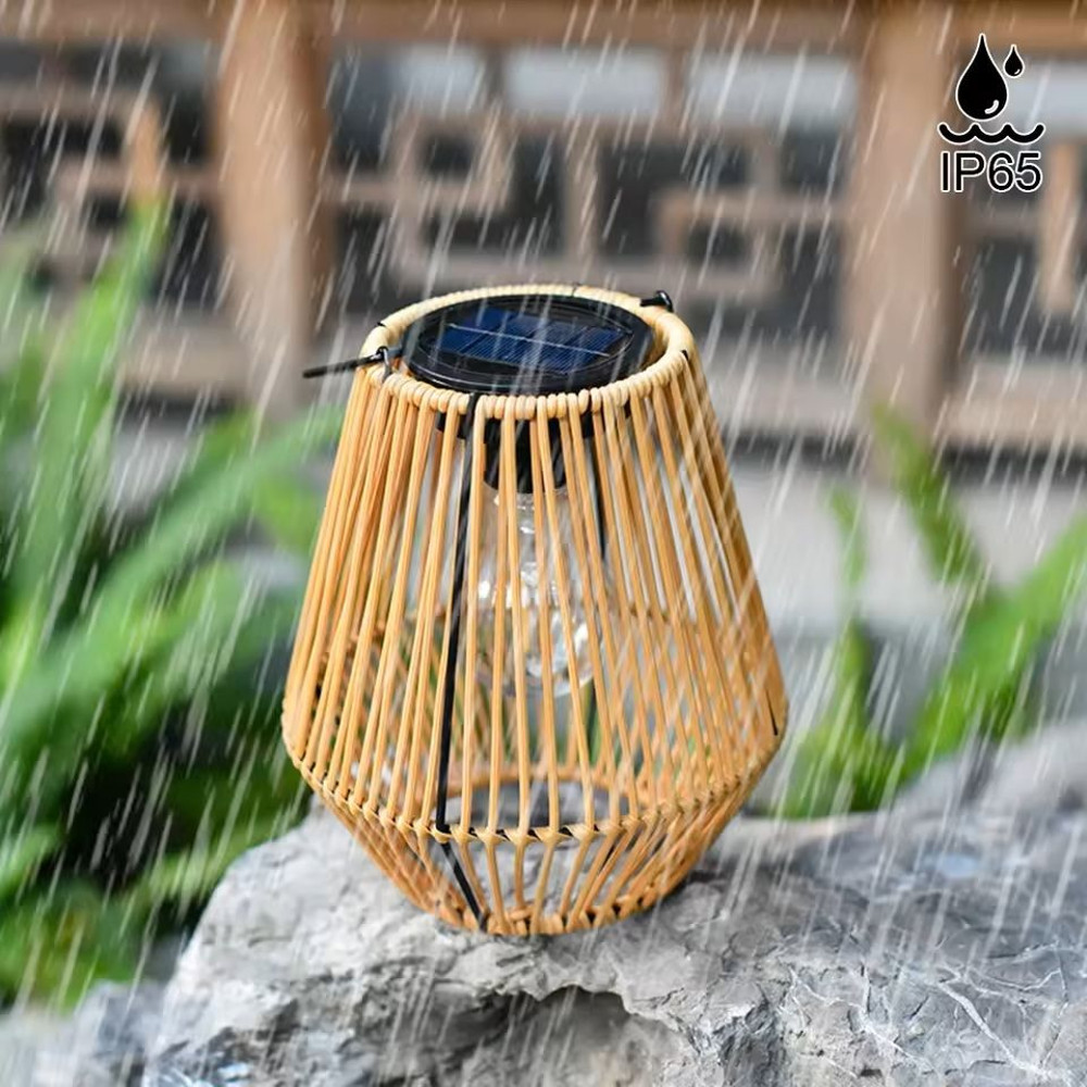 Rattan Solar Lantern Outdoor Hanging Light Waterproof Bamboo Weave With Bulb Or Battery Box 1