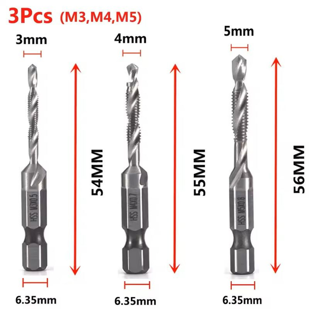 Hex Shank Titanium Drill And Tap Bit Set Metric Thread Cutter For Metal And Wood M3 To M10 24