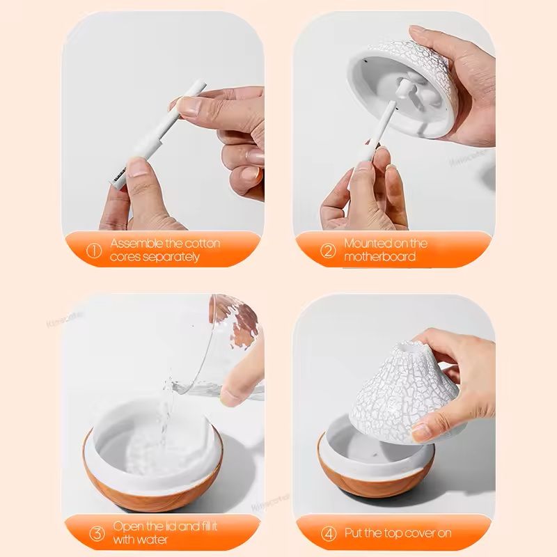 300ml Volcano Air Humidifier USB Mist Diffuser With LED Light For Home And Office 1
