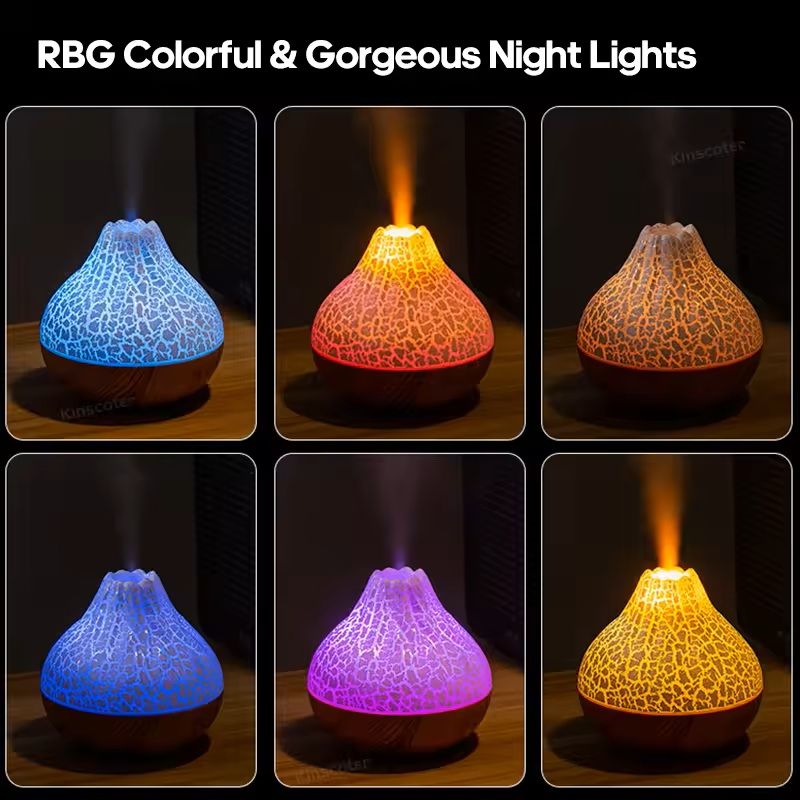300ml Volcano Air Humidifier USB Mist Diffuser With LED Light For Home And Office 7