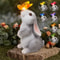 Solar Bunny Garden Statue With LED Butterfly Light 2