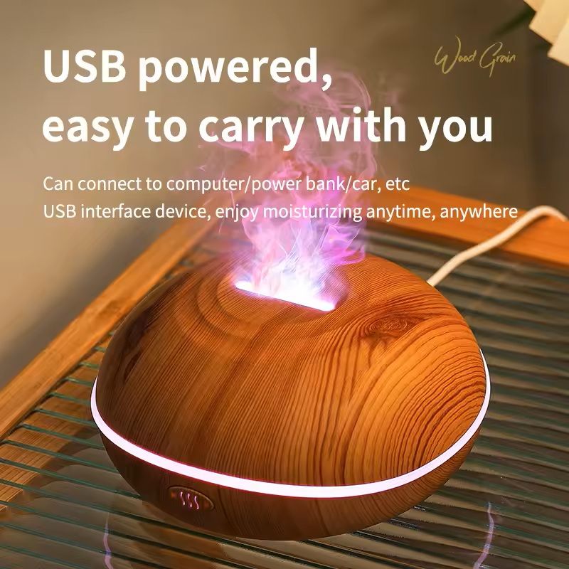 Wood Grain Ultrasonic Oil Diffuser With Remote And LED Lights 3
