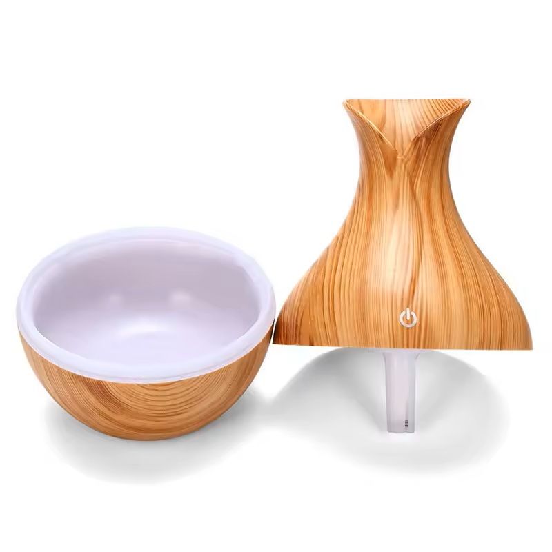 Wood Grain Ultrasonic Vase Humidifier With Night Light 4
