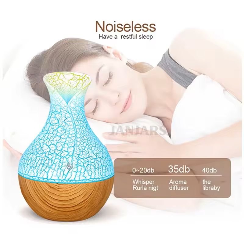 Wood Grain Ultrasonic Vase Humidifier With Night Light 5