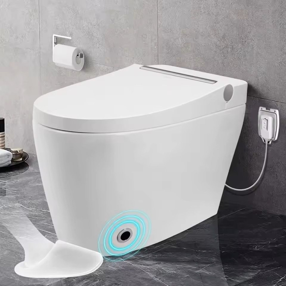 Smart Heated One Piece Toilet With Foot Sensor Flush And Night Light 0