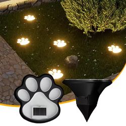 solar paw print garden lights for lawn and pathway