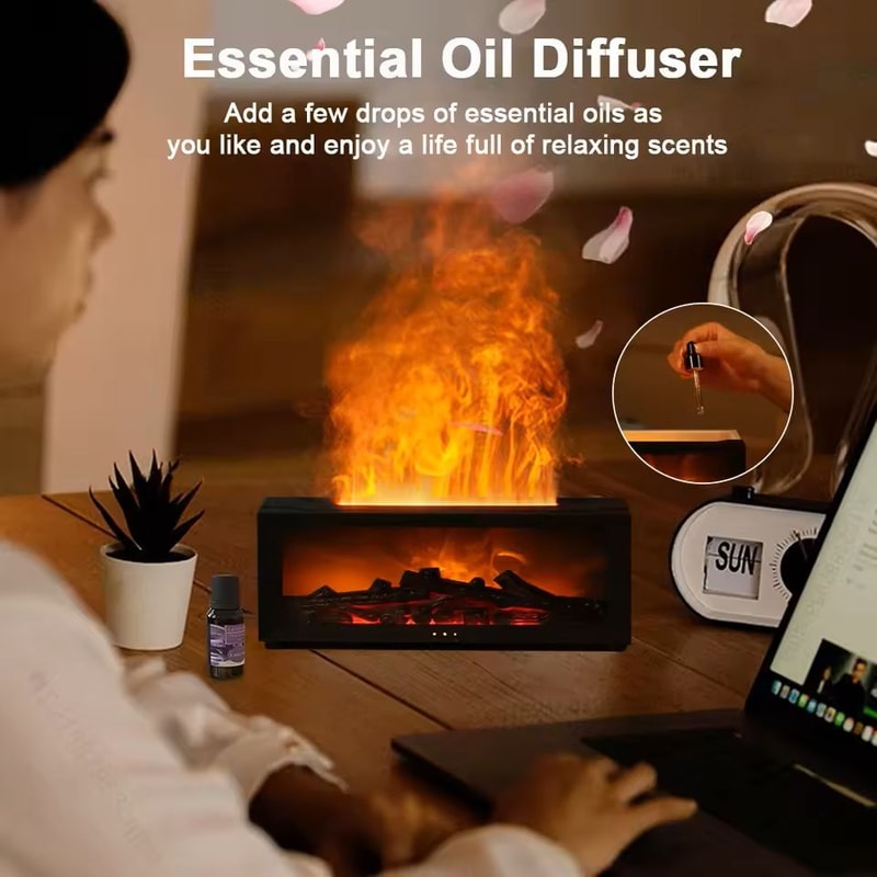 Flame LED Aroma Humidifier With Remote Control For Home Use 1