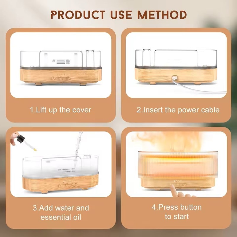 Sejoy Flame Aroma Diffuser With Cool Mist And Color Changing Light 2