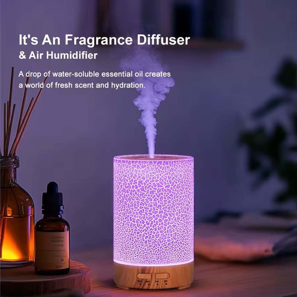 Cracked Glass LED Aroma Diffuser With USB Power And Cool Mist Humidifier 8