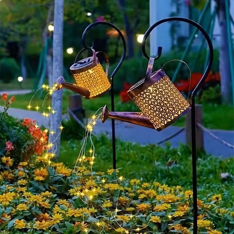Solar Watering Can Garden Light With LED Fairy Stream For Outdoor Decor 1