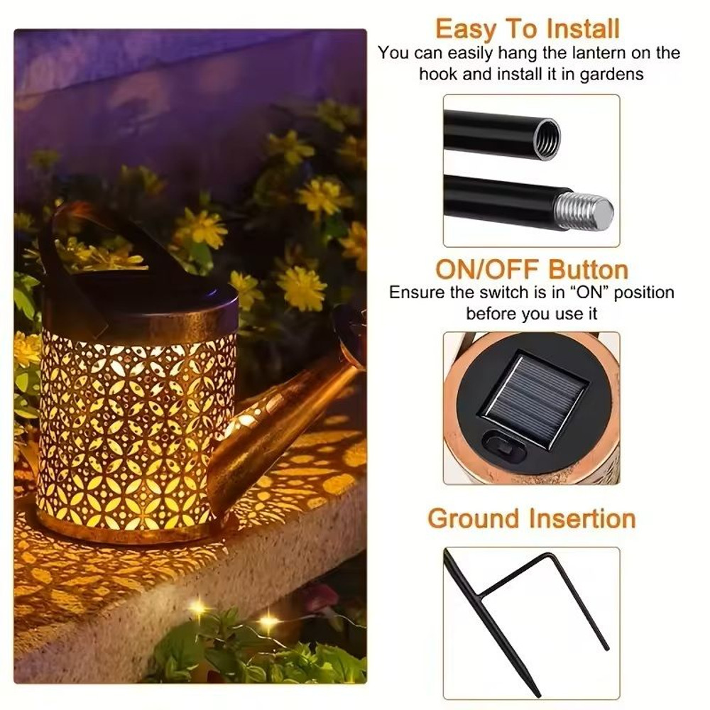 Solar Watering Can Garden Light With LED Fairy Stream For Outdoor Decor 3