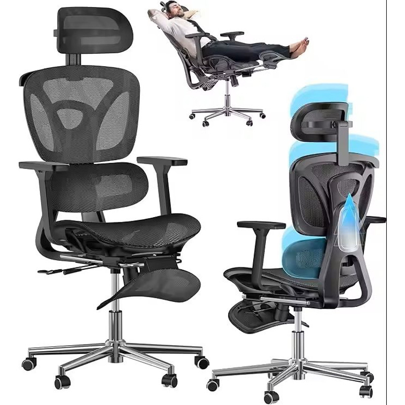 Ergonomic Mesh Office Chair With Foot Rest 1