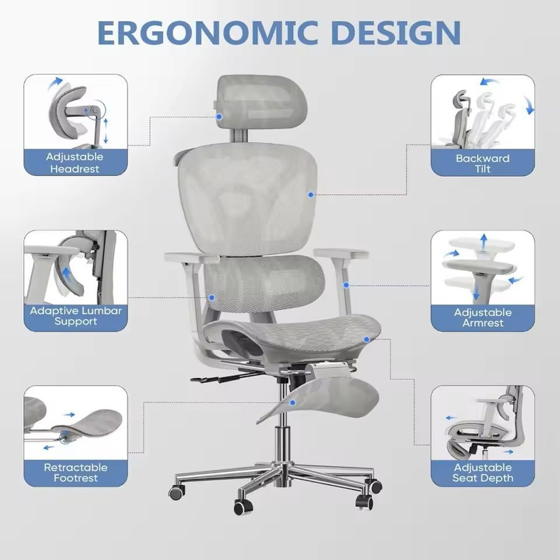 Ergonomic Mesh Office Chair With Foot Rest 3