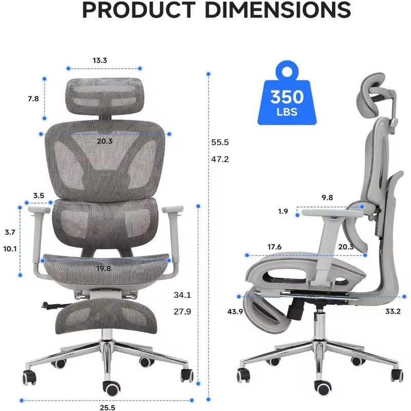 Ergonomic Mesh Office Chair With Foot Rest 5