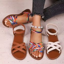 summer flat roman strap sandals for women