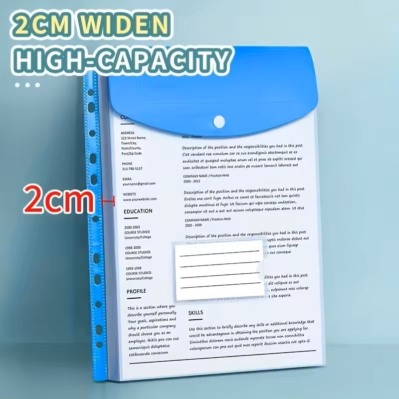 6pcs A4 HighCapacity LooseLeaf File Bags With 11Hole Binding Rings 3
