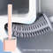 Flexible Silicone Toilet Brush With Long Handle And Wall Mount Holder 1