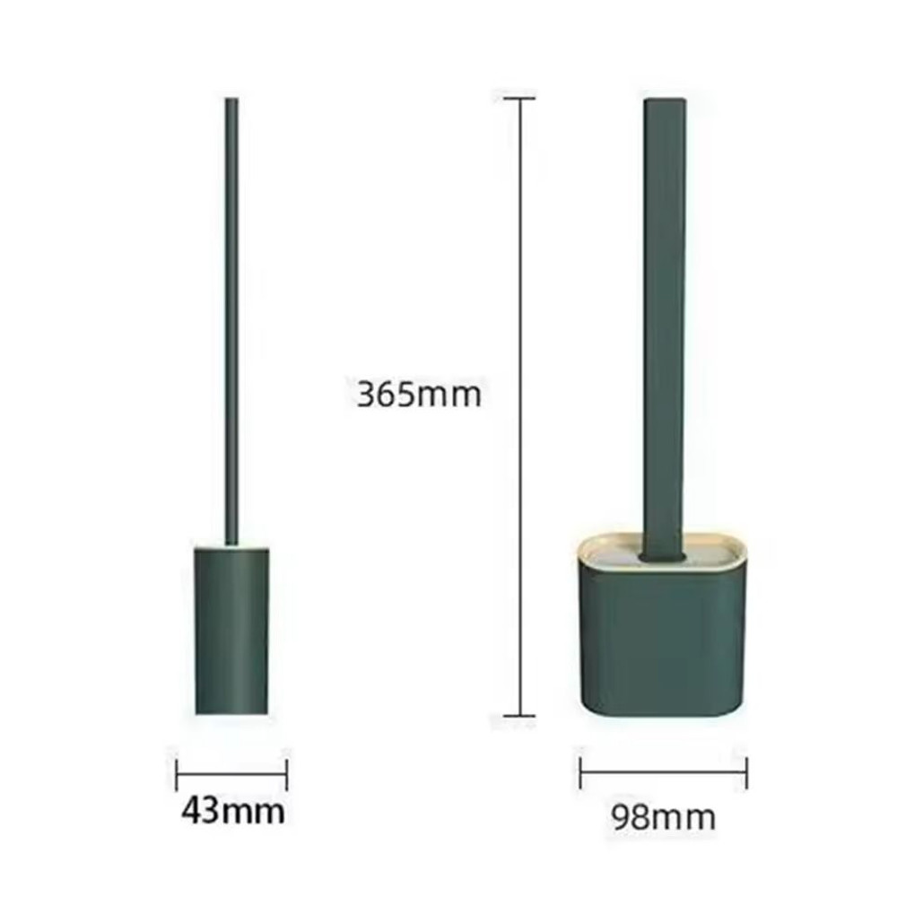 Flexible Silicone Toilet Brush With Long Handle And Wall Mount Holder 5