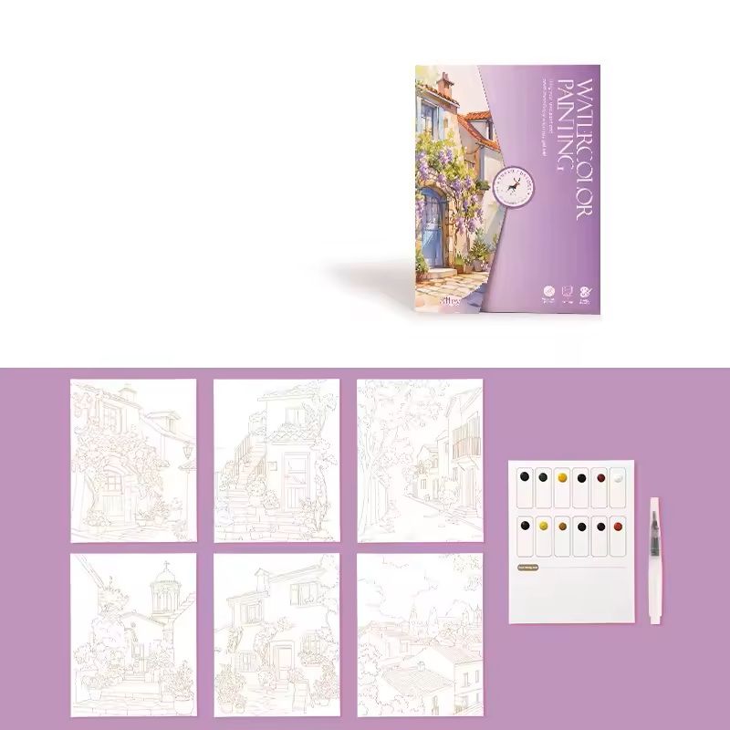 Creative Watercolor Painting Set With Paper Pen And Pigments 4