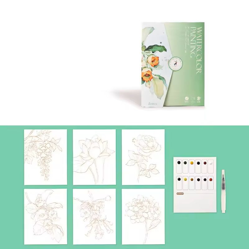 Creative Watercolor Painting Set With Paper Pen And Pigments 6