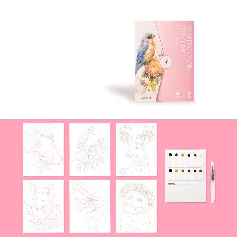 Creative Watercolor Painting Set With Paper Pen And Pigments 8