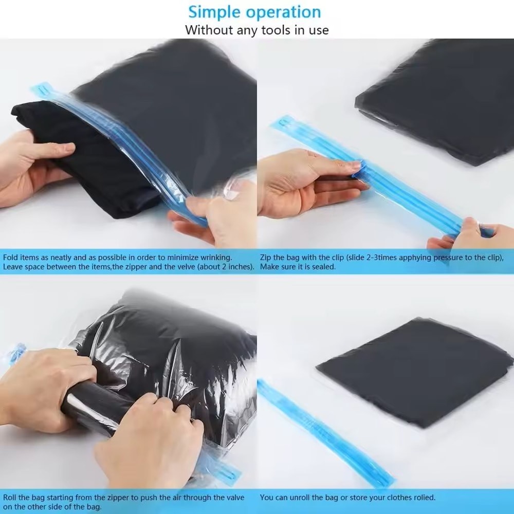 Travel RollUp Compression Bags SpaceSaving Storage For Suitcases And Backpacks 9