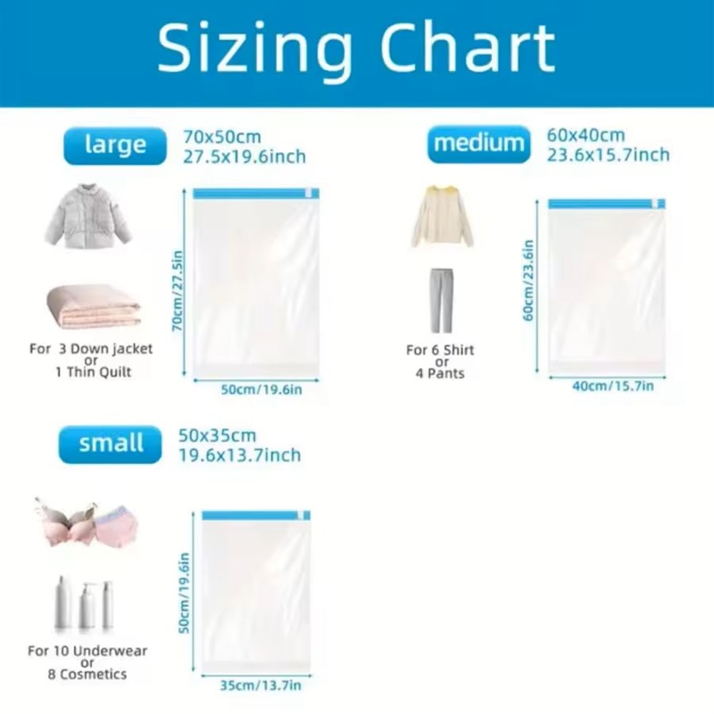 Travel RollUp Compression Bags SpaceSaving Storage For Suitcases And Backpacks 12