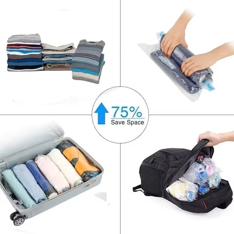 Travel RollUp Compression Bags SpaceSaving Storage For Suitcases And Backpacks 7