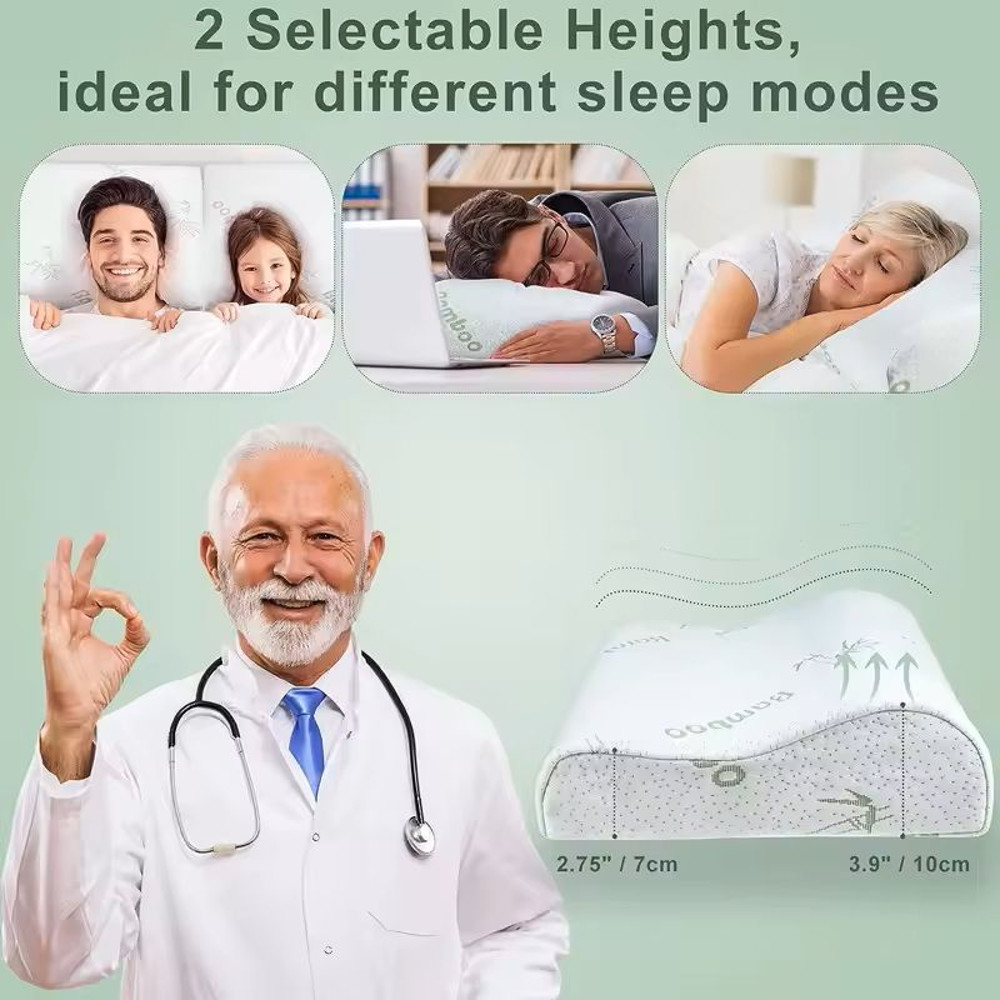 Bamboo Memory Foam Pillow With Removable Cover 1