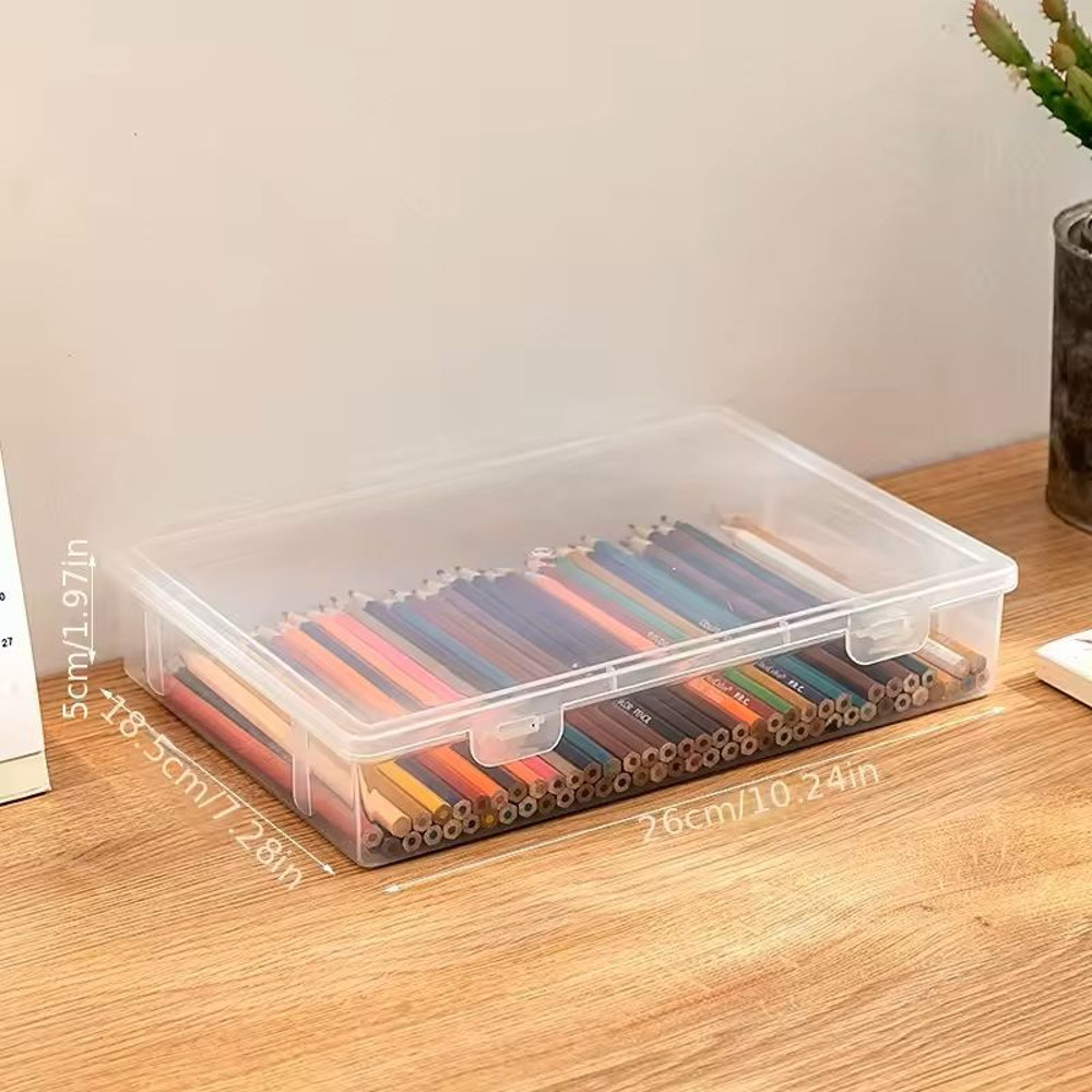Large Capacity Transparent Plastic Storage Box For Pencils And Sketch Supplies 2