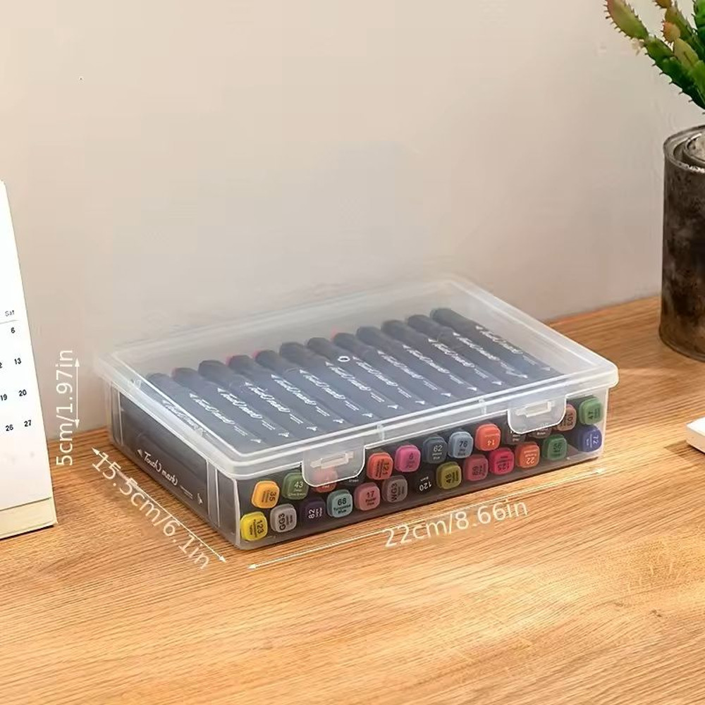 Large Capacity Transparent Plastic Storage Box For Pencils And Sketch Supplies 4