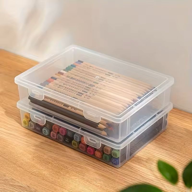 Large Capacity Transparent Plastic Storage Box For Pencils And Sketch Supplies 7