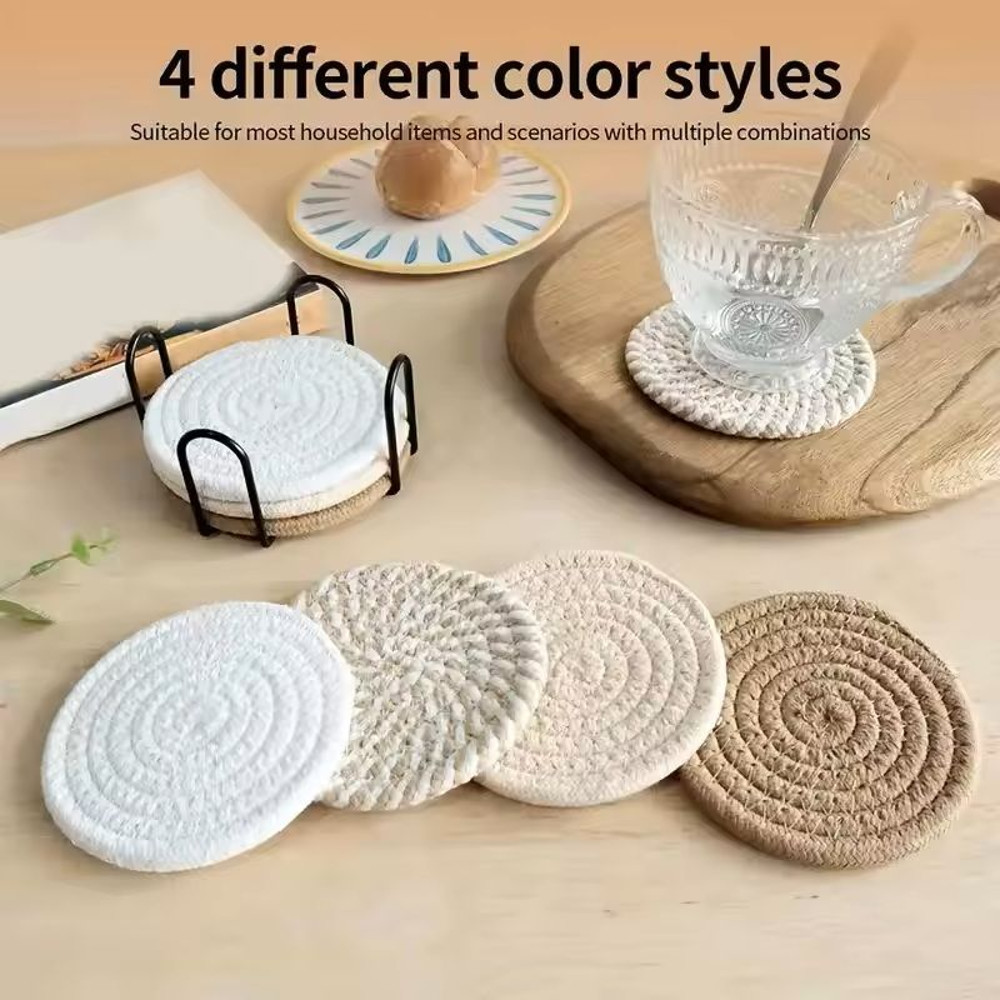 Boho Cotton Woven Coasters Set Of 8 3
