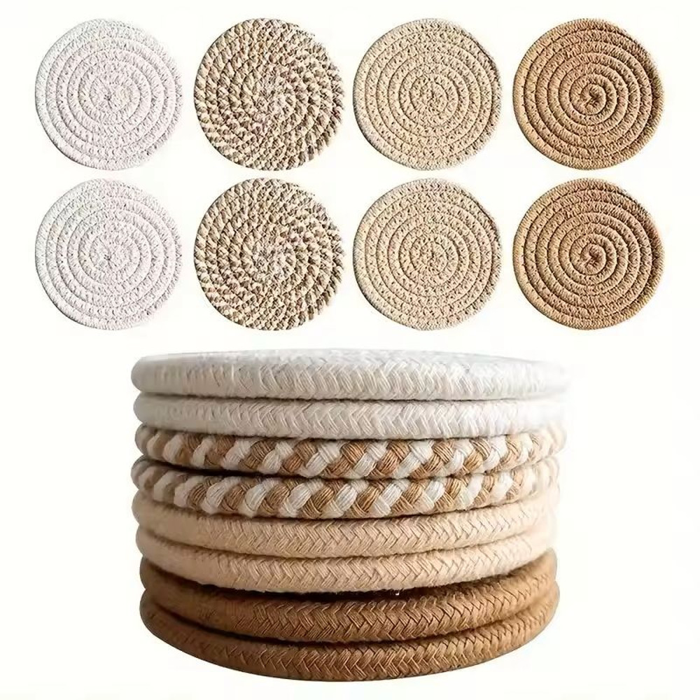 Boho Cotton Woven Coasters Set Of 8 8