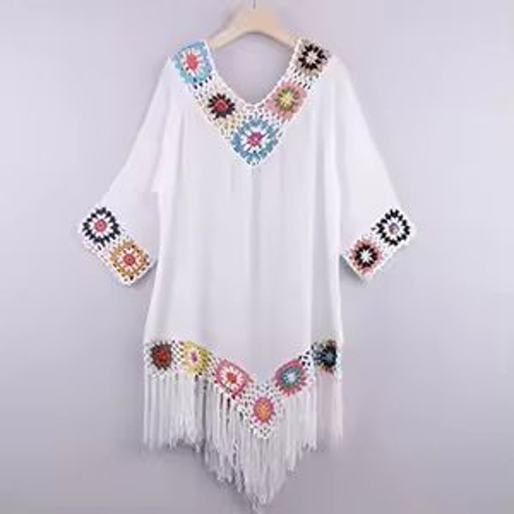 Crochet Fringe Bikini Cover Up Dress 2